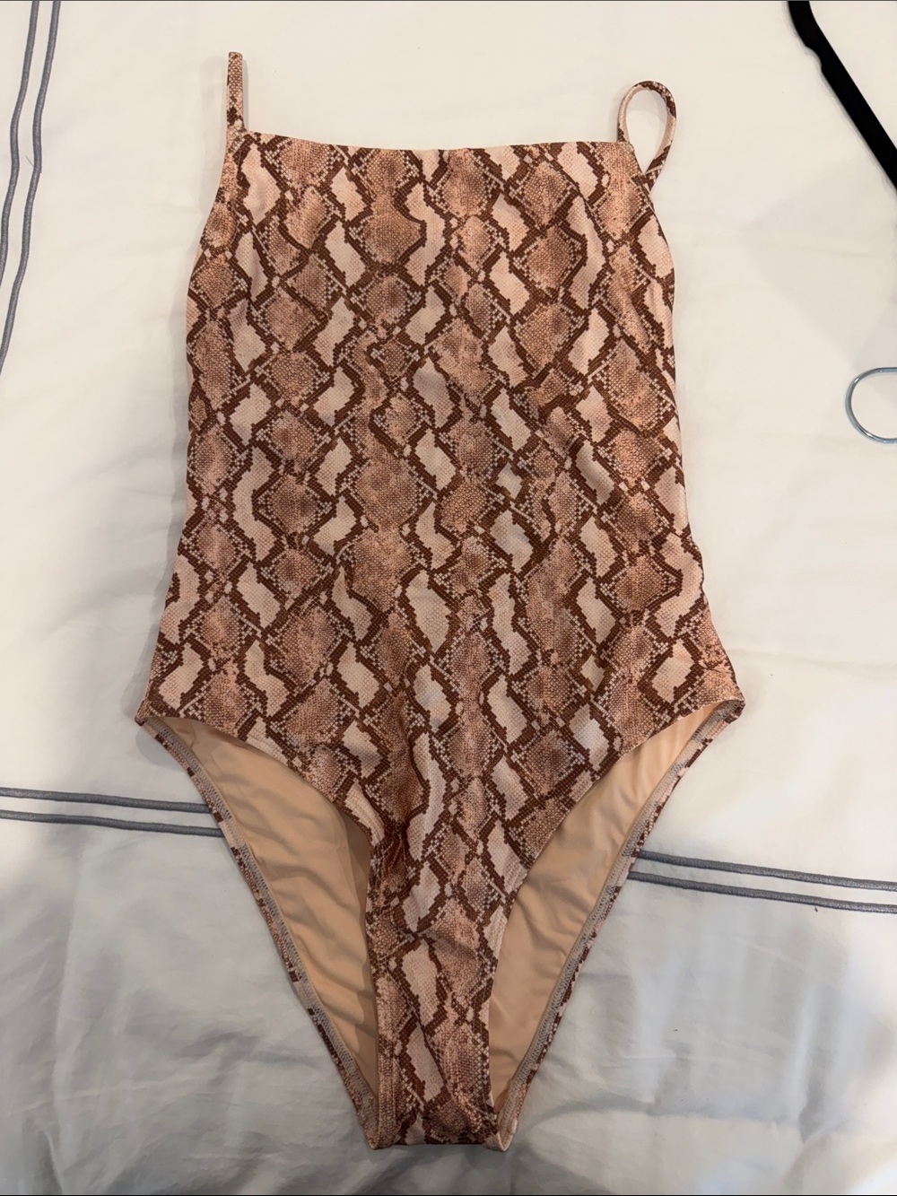 MINKPINK women’s Snake-Print One Piece Swimsuit in Tan and Brown
